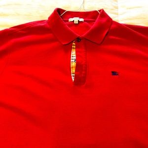 Burberry authentic Red vintage Polo. 100% cotton with finished sleeves. Large